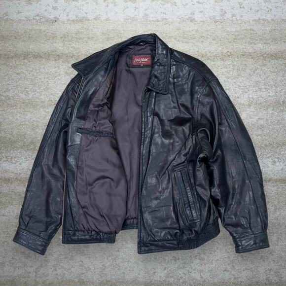 Vintage Genuine Leather Jacket Jet Black J Park Collection Biker 90s - Picture 2 of 7